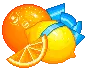 fruits with a blue ribbon