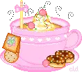 pink cup of chocolate and milk