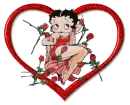 Betty Boop in heart with roses