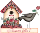 black bird with a rose
