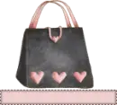 black purse with pink hearts