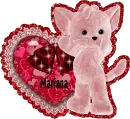 pink cat and heart valentine