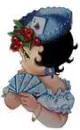 Betty in blue holding cards