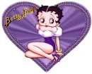 Betty Boop dressed in purple in a purple heart