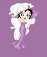 Betty Boop dressed in lavendar dress like mae west