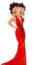 Betty Boop in red long dress sparkles