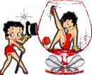 2 Betty's dressed in red 1 in a glass