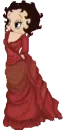 Betty in long marron colored dress