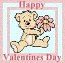 Happy Valentines Day bear with flower