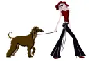 Stylish Lady Walking Dog