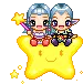 blinking boy and girl on a star