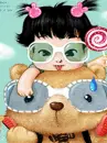 cute kawaii chubby lil girl with a big teddy bear