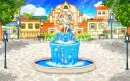 cute kawaii fountain scenery