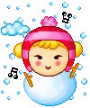 cute kawaii snow woman