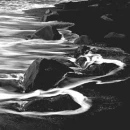 black and white beach