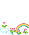heart flowers and a raibow