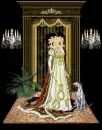 Betty Boop in long dress with dog and candles