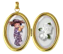 Betty Boop inside locket with flowers