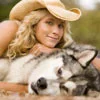 girl with husky.