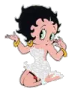 Betty Boop in white dress on her kneees