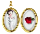 Betty Boop with a red rose in a locket