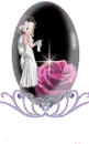 Betty Boop in long white dress with pink rose