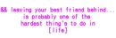 Leaving you best friend