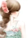 PINK FLOWERS ON HER HAIR