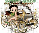 Betty Boop sitting on an old carriage