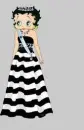 Betty Boop dressed in long black and white gown