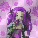 girl whit purple roses