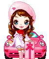 a gurl at the front of her car