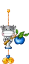 cow with blue apple