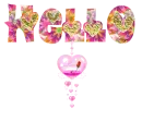 Floral Text with Heart Dangler - Hello