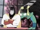 Zorac hitting space ghost with a chair