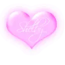 Shelby in a pink blinking heart