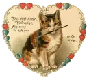 Vintage Valentine with kitten