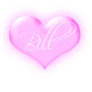 Bill in a pink blinking heart white