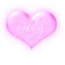 Robby in a pink blinking heart 