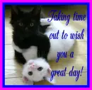 taking time out to wish you a great day