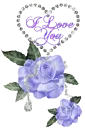 I love You - Diamond Heart Purple Roses 