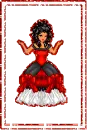 lady in a red and black dress