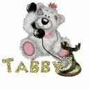 Tabby bear on phone gold