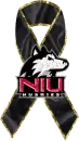 NIU Memorial Ribbon with Black and White Glitter