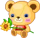 bear holding a flower
