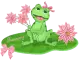 Frog with pink flowers