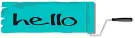 Teal Paint & Paint Roller With text saying.. Hello