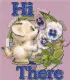 purple kitten smelling flowers