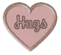 HUGS in pink and brown glitter