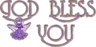 Angel Pendant Text Lavender - God Bless You